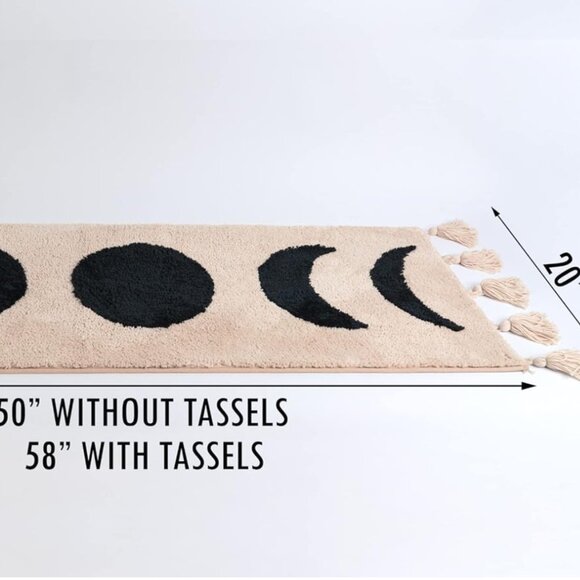 Boho Moon Phases Runner Rug Bathroom Mat Witchy black Decor accent rugs NEW - Picture 2 of 7